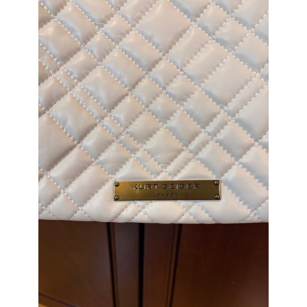 Kurt Geiger Designer Quilted Leather Shoulder Brixton Drawstring Bag Cream - Picture 3 of 15